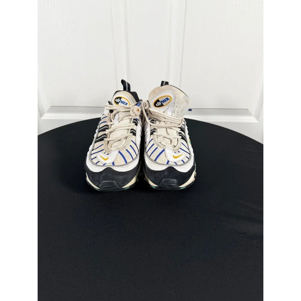 Nike Air Max 98 GS Kids White Deep Royal Blue Yellow CJ7393-100 Size 5.5Y